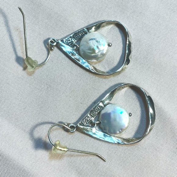 Silver and Pearl Earrings - Picture 3 of 3